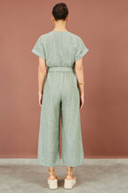 Yumi Green V Neck Kimono Sleeve Jumpsuit