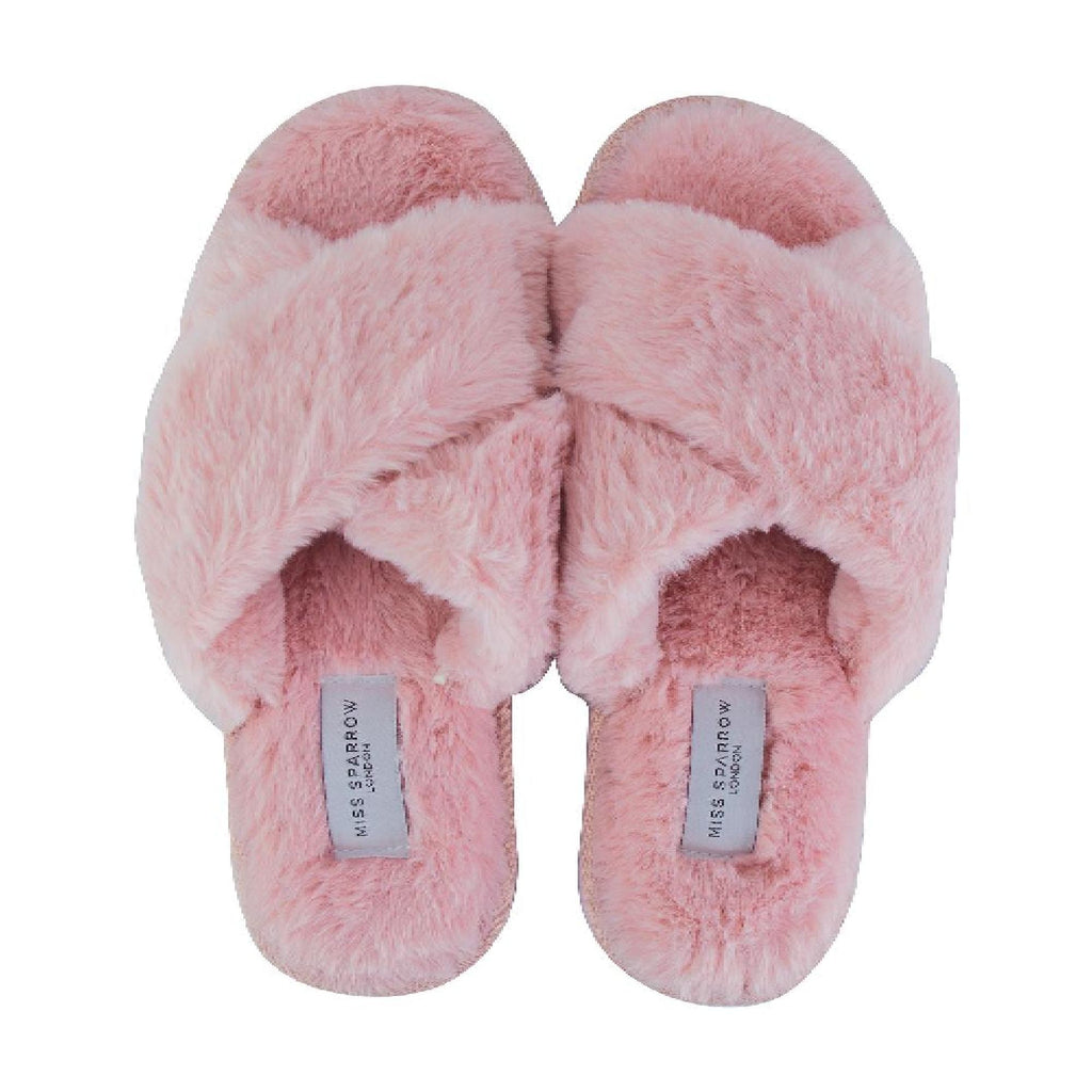 Ladies Novelty Bedroom House Open Toe Slippers with Back (3 Sizes)