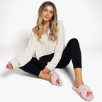 Ladies Novelty Bedroom House Open Toe Slippers with Back (3 Sizes)