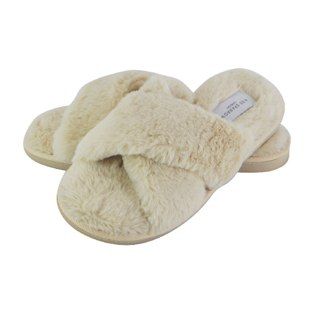 Ladies Novelty Bedroom House Open Toe Slippers with Back (3 Sizes)
