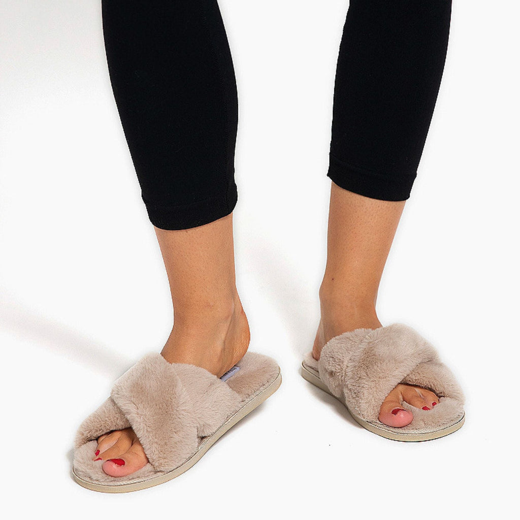 Ladies Novelty Bedroom House Open Toe Slippers with Back (3 Sizes)