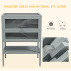 PawHut Wooden Hamster Cage w/ Storage Shelf, Openable Top for Gerbils, Grey