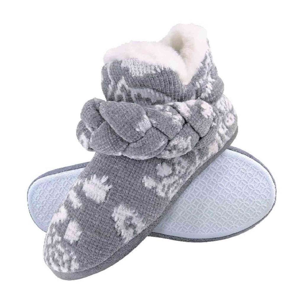 Ladies Knitted Warm Fleece Plush Slipper Boots (6 Sizes)