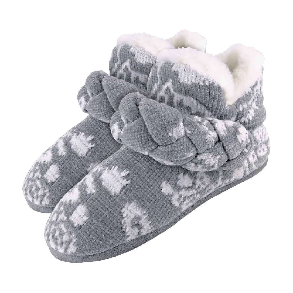 Ladies Knitted Warm Fleece Plush Slipper Boots (6 Sizes)