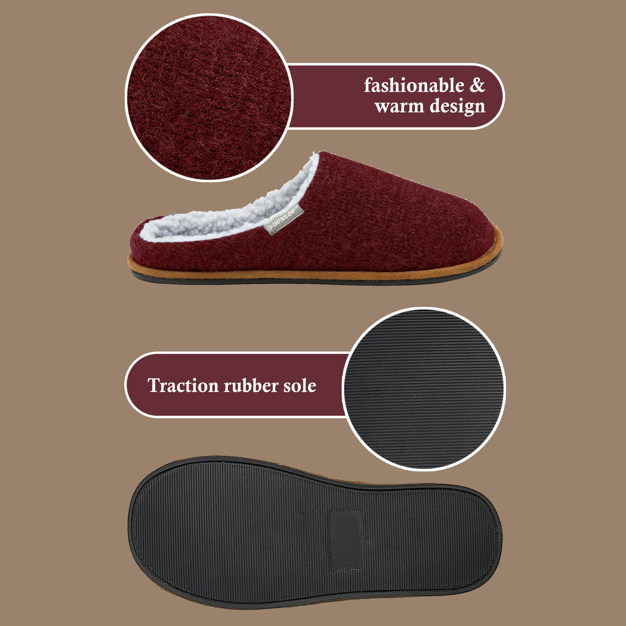 Mens Plush Lined Mule Slippers With Memory Foam