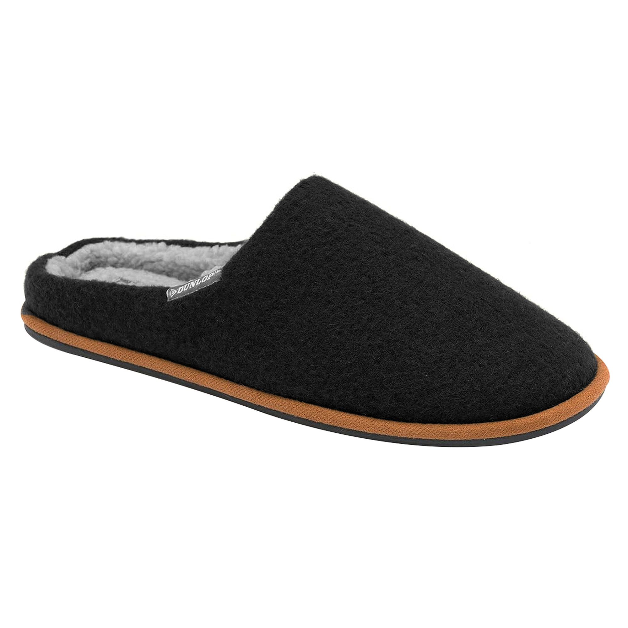 Mens Plush Lined Mule Slippers With Memory Foam