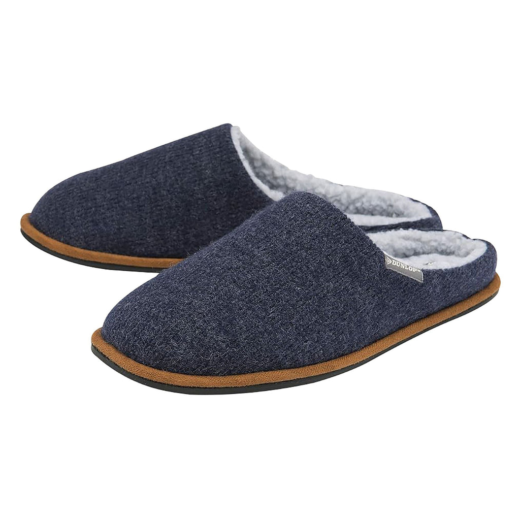 Mens Plush Lined Mule Slippers With Memory Foam