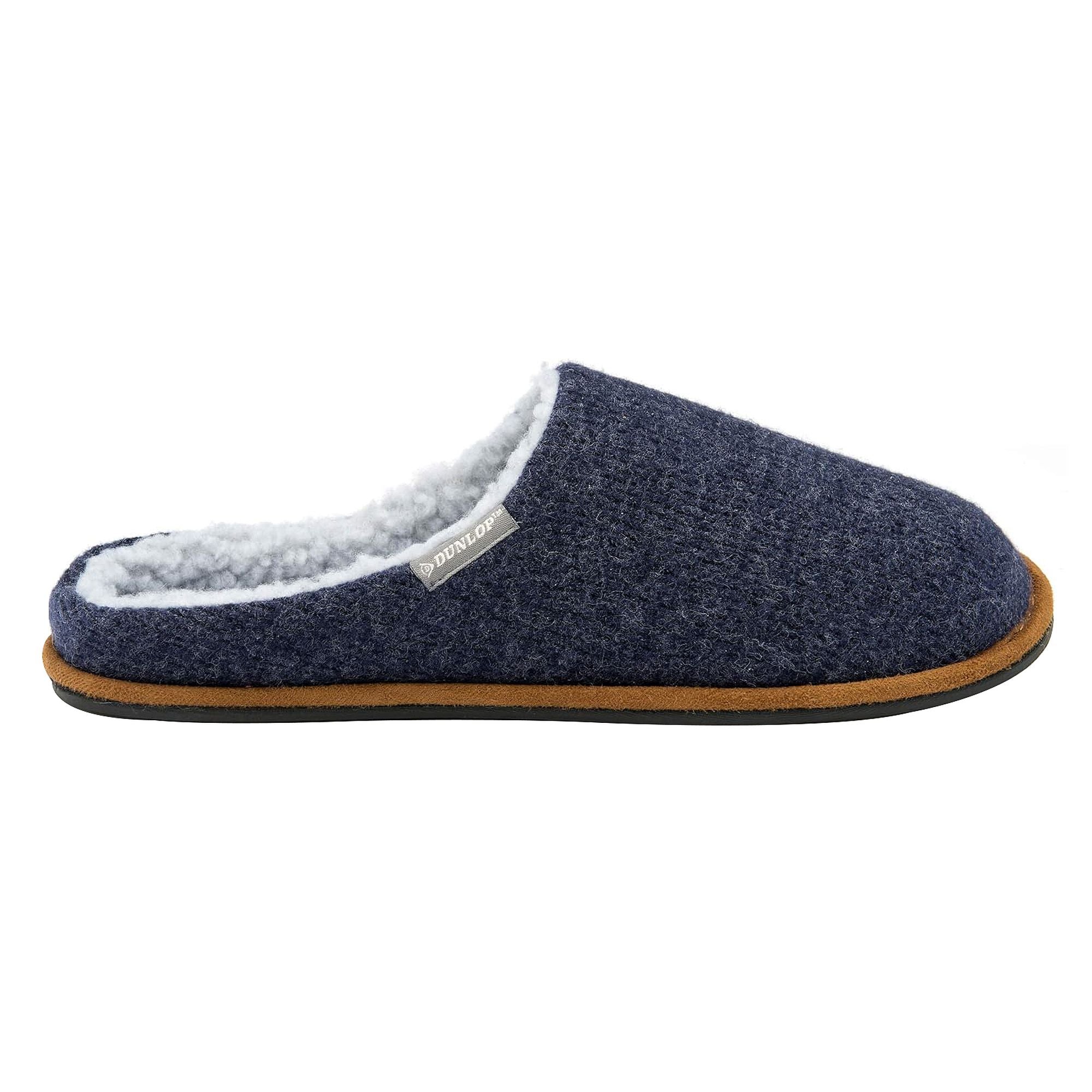 Mens Plush Lined Mule Slippers With Memory Foam