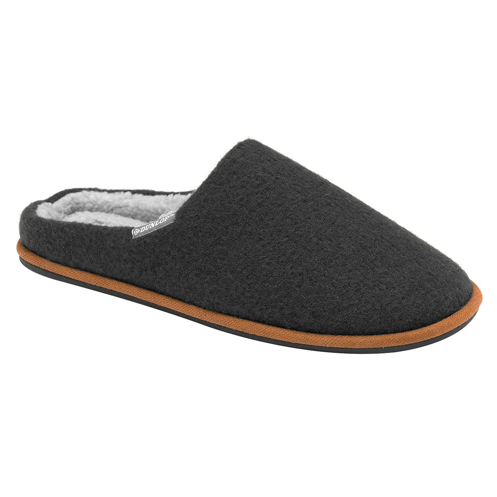 Mens Plush Lined Mule Slippers With Memory Foam