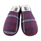 Mens Plush Fleece Lined Slip On Mule Checked Plaid Slippers (6 Sizes)