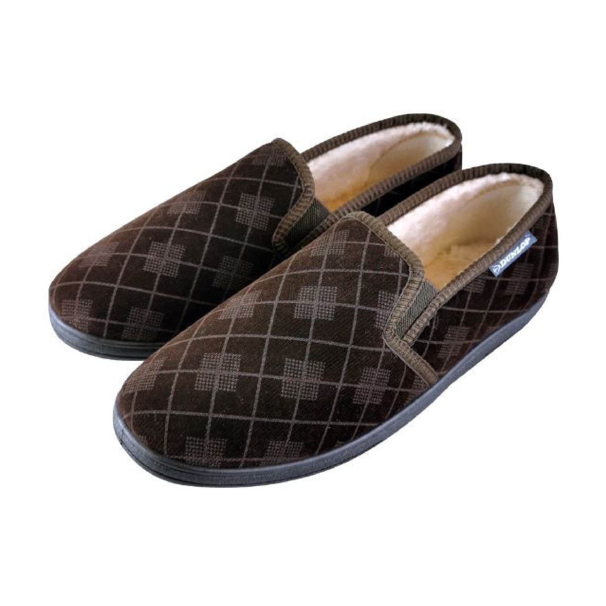 Mens Plush Fur Lined Memory Foam Plaid Checked Slippers (6 Sizes)