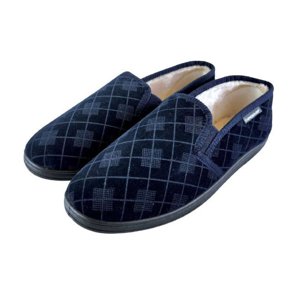 Mens Plush Fur Lined Memory Foam Plaid Checked Slippers (6 Sizes)
