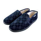 Mens Plush Fur Lined Memory Foam Plaid Checked Slippers (6 Sizes)