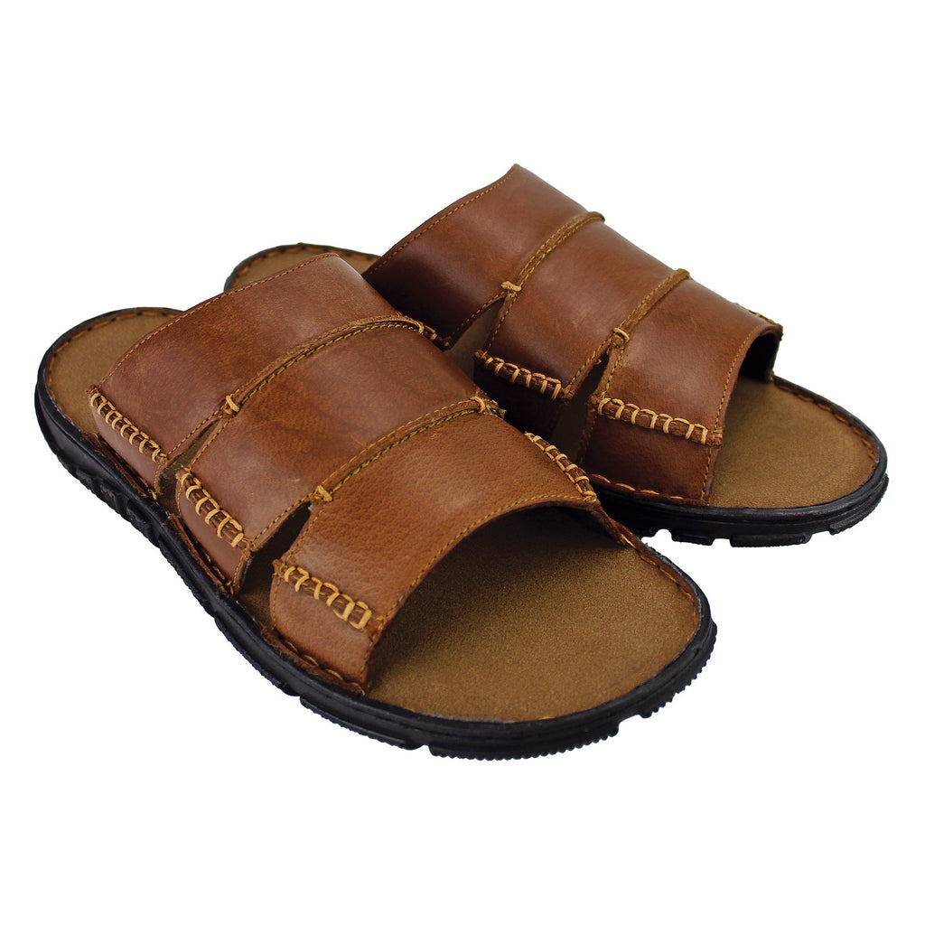 Mens Summer Beach Leather Slip On Slippers