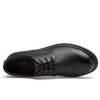 Round Head Solid Color First Layer Cowhide Casual Shoes for Men, 48