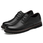 Round Head Solid Color First Layer Cowhide Casual Shoes for Men, 48