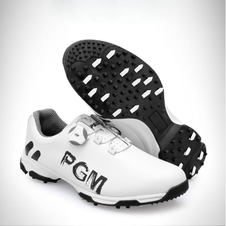 PGM Golf Rotating Buckle Waterproof Microfiber Leather Breathable Non-slip Sneakers for Men(Color:White Green Size:45), 39, 40, 41, 42, 43, 44