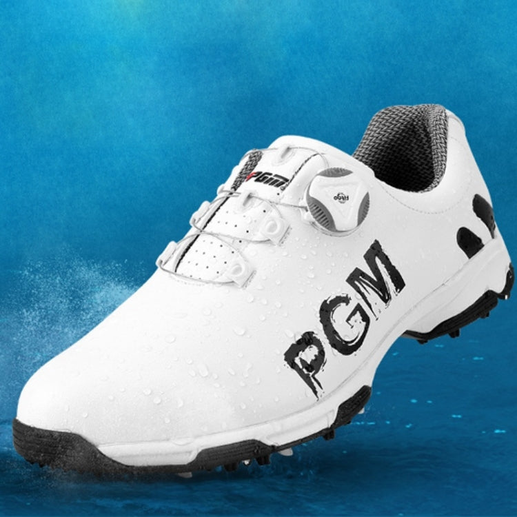 PGM Golf Rotating Buckle Waterproof Microfiber Leather Breathable Non-slip Sneakers for Men(Color:White Green Size:45), 39, 40, 41, 42, 43, 44