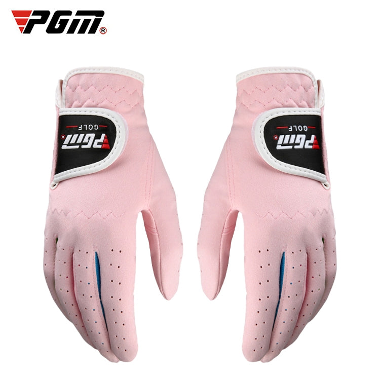 PGM One Pair Golf Microfiber Cloth Soft Comfortable Gloves for Children (Color:Pink Size:15)