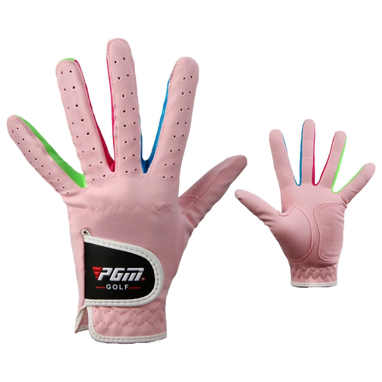 PGM One Pair Golf Microfiber Cloth Soft Comfortable Gloves for Children (Color:Pink Size:15)