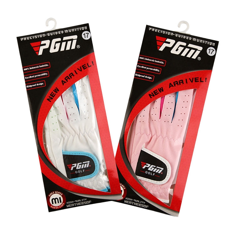 PGM One Pair Golf Microfiber Cloth Soft Comfortable Gloves for Children (Color:Pink Size:15)