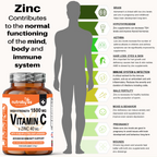 High Strength Vitamin C 1500mg and Zinc 40mg | High Strength Vegan Capsules | Advanced Immunity Support | Sugar free | 3 Months Supply | Made in the UK