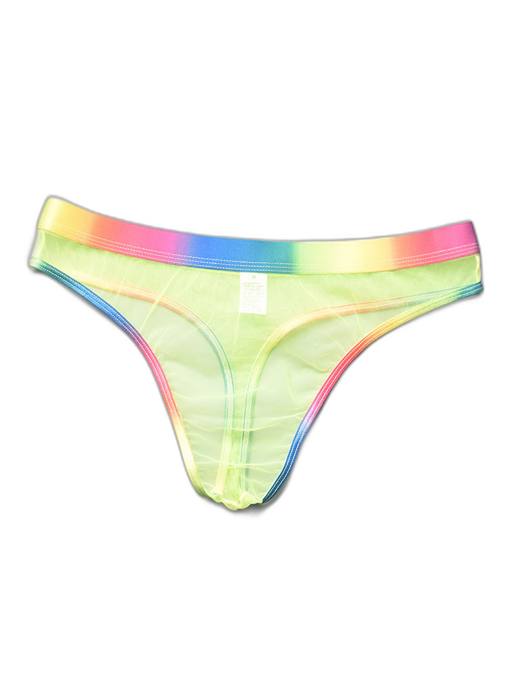3-pack Men's Rainbow Trim Sheer Mesh Thong