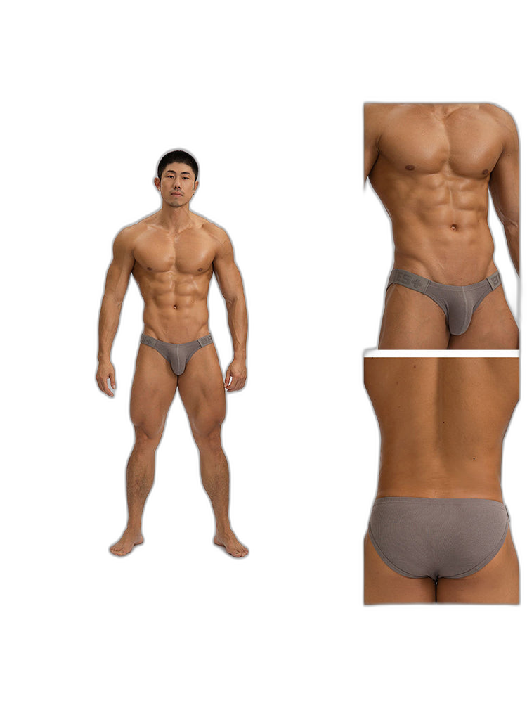 2 Pack Men's Solid Color Low Rise Sweat-Absorbent Large U-Shaped Small Pocket Briefs