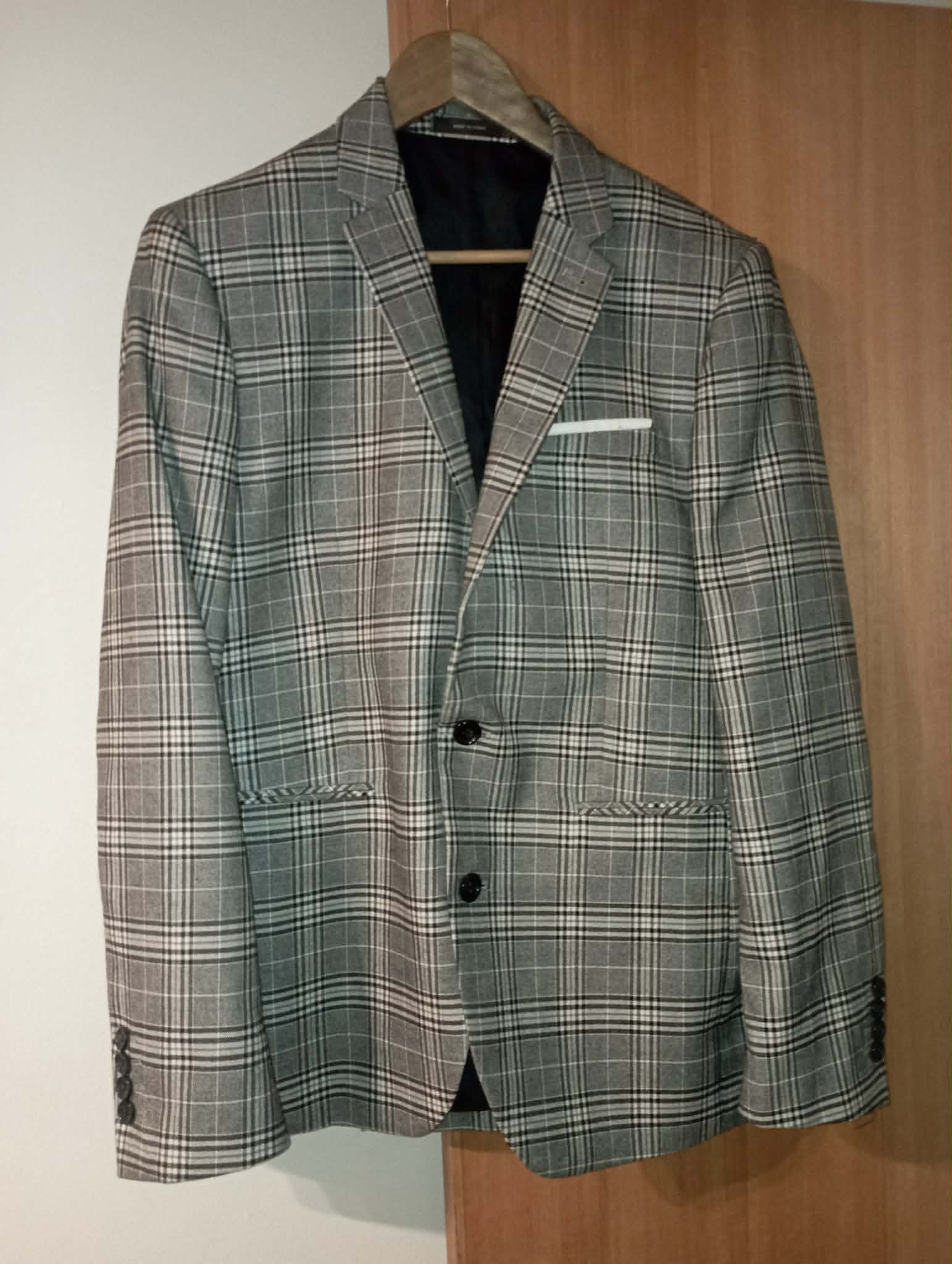 MENS checkered dress jacket SLIM FIT 38 SMALL UK