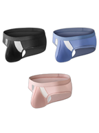 3 Pack Men's Low-Rise Ice Silk High-Stretch U-Convex Large Pouch Briefs
