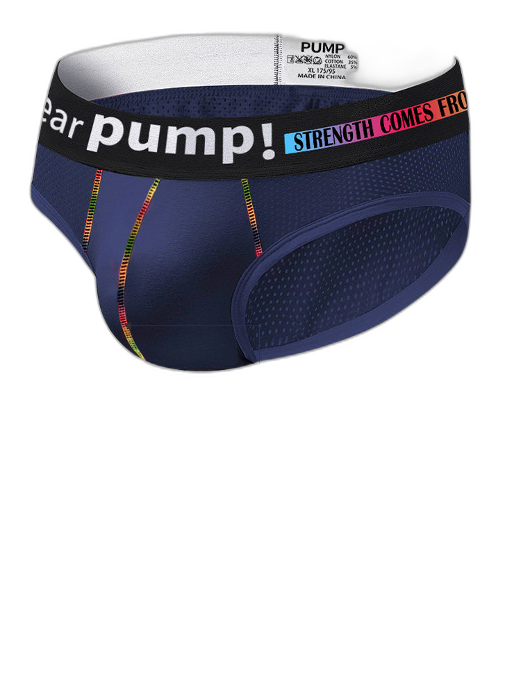 Men's Mesh Briefs With Colorful Spliced Lines