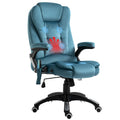 Vinsetto Massage Recliner Chair Heated Office Chair with Six Massage Points Velvet-Feel Fabric 360\'c2\'b0 Swivel Wheels Blue