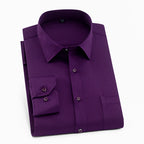 Men's Solid Color Square Collar Long-sleeved Shirt