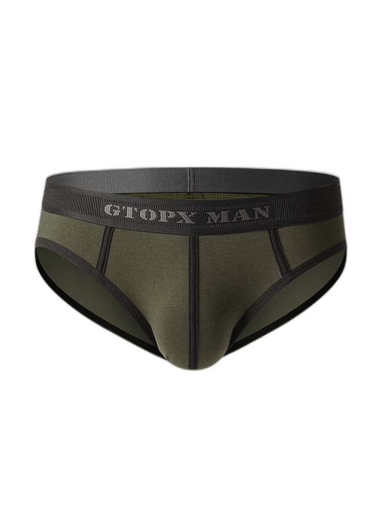 Men’s Spliced Lines U Convex Pouch Cotton Briefs