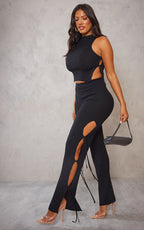 Shape Mocha Knit Tie Side Flared Trousers
