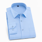 Men's Solid Color Square Collar Long-sleeved Shirt