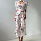 New Summer Design Elegant Lace-embellished, Waist-cinching Maxi Dress