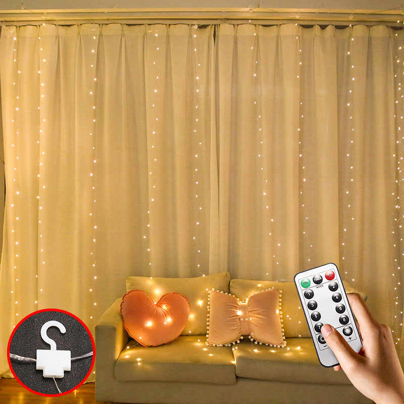 LED Curtain Garland On The Window USB String Lights Remote Control Christmas Decorations For Home Room