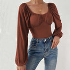 Chanel-style Square Neck Long-sleeved Jumpsuit For Women Comfortable For Autumn And Winter Wear