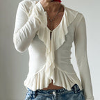 Designer-style Niche Top With Ruffled Hem For Women