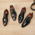 Patent Leather Three-joint Oxford Shoes Pointed Business Men's Soft Bottom