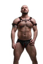 ruff GEAR Leather Bulldog Reflector Harness Black Neon Orange