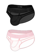 2 Pack Men's Stretch Solid Color Sexy Crotch Single-Layer Briefs
