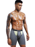 Dual Pouch Men's Long Legs Sports Boxer Briefs