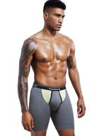 Dual Pouch Men's Long Legs Sports Boxer Briefs