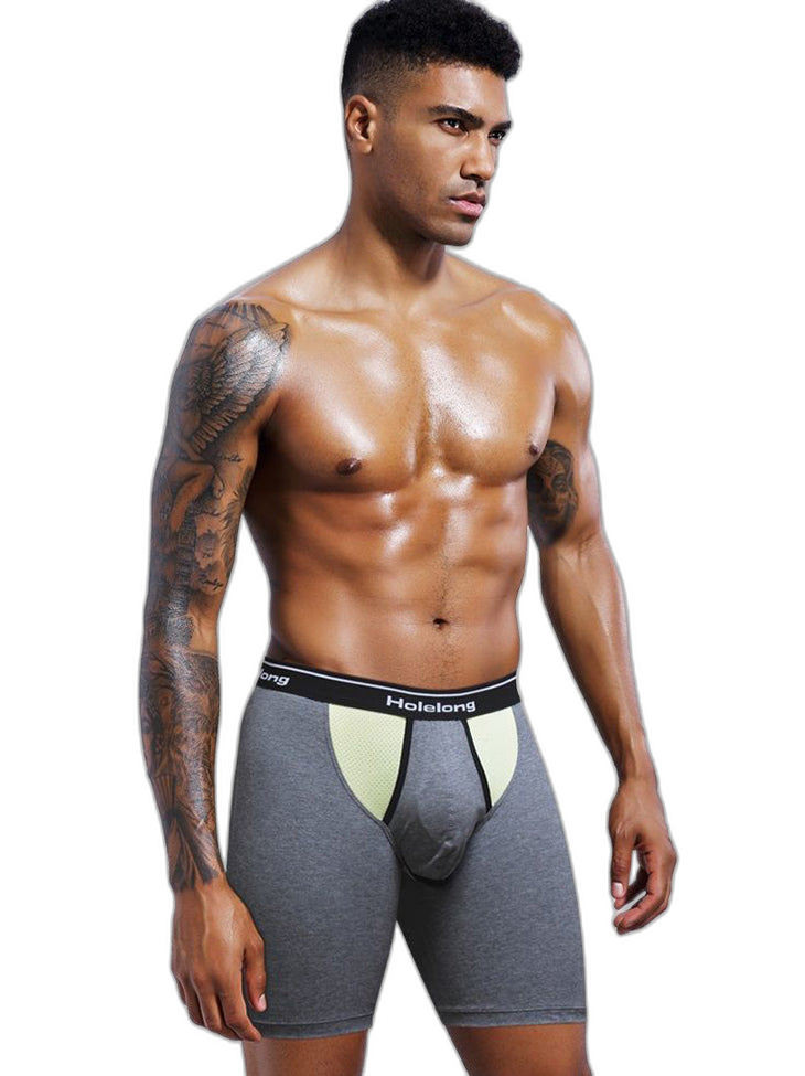 Dual Pouch Men's Long Legs Sports Boxer Briefs