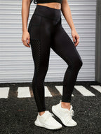 Women's High-Waist Yoga Leggings with Breathable Mesh Panels - Stretchy, Butt-Lifting Workout Pants for Running & Fitness, Running Pants, Mesh Patching