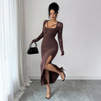 Women's Solid-Color Elegant And Sexy Lace Bodycon Dress