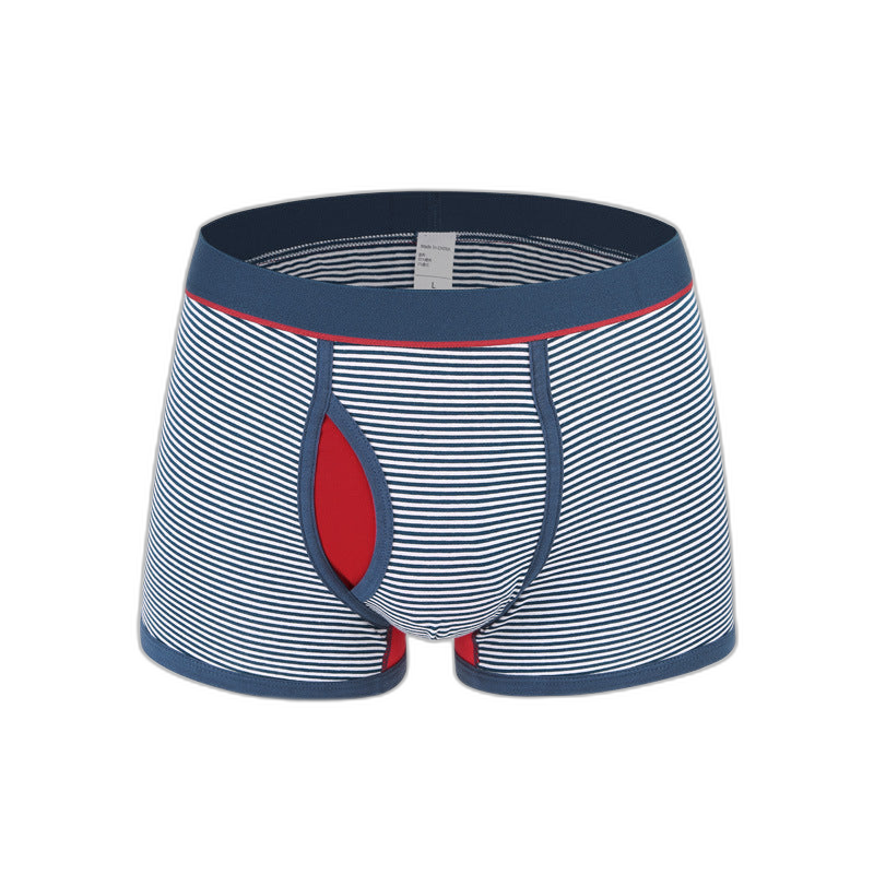 Men's Striped Cotton Sports Boxer Briefs