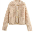 Pocket-button Knitted Women's Round-neck Ingot Sweater Coat